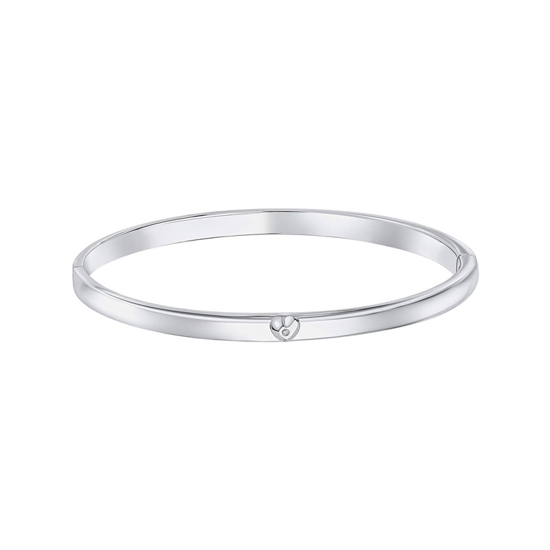 D for Diamond Child’s Heart Motif Hinged Maiden Bangle
