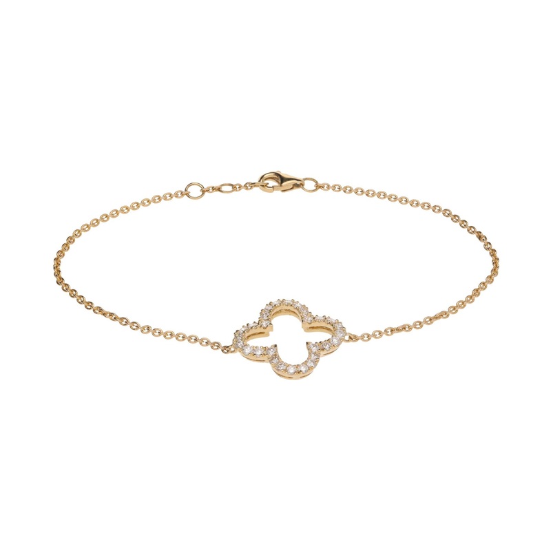 Diamond 0.50ct Open Clover 18ct Yellow Gold Bracelet