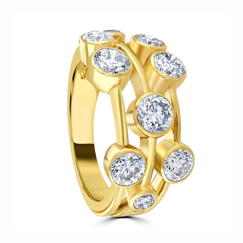Diamond 2.55ct 18ct Yellow Gold Bubble Ring