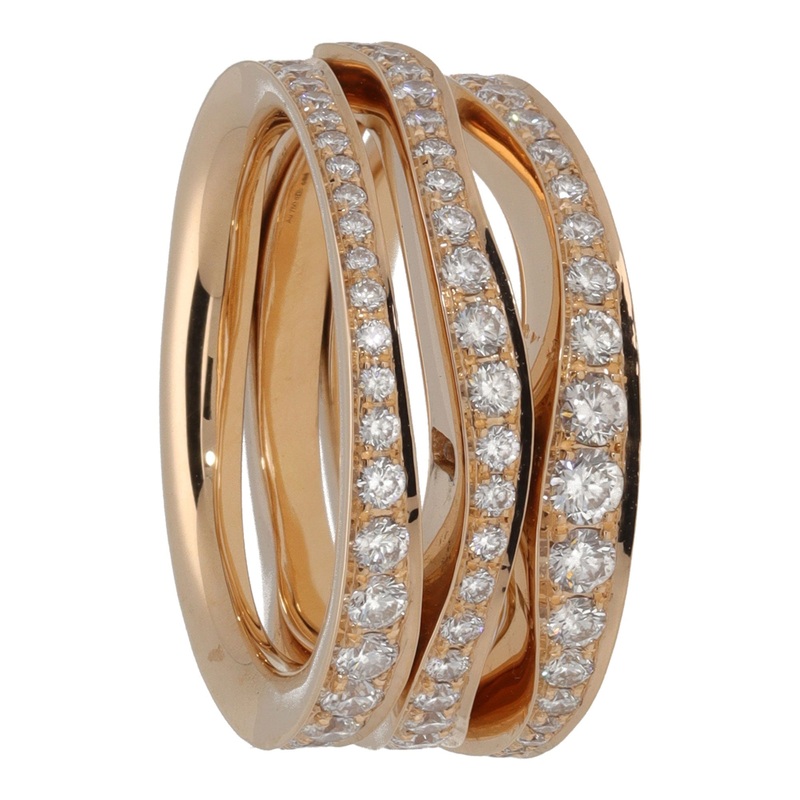 Diamond Triple Wave 18ct Rose Gold Ring