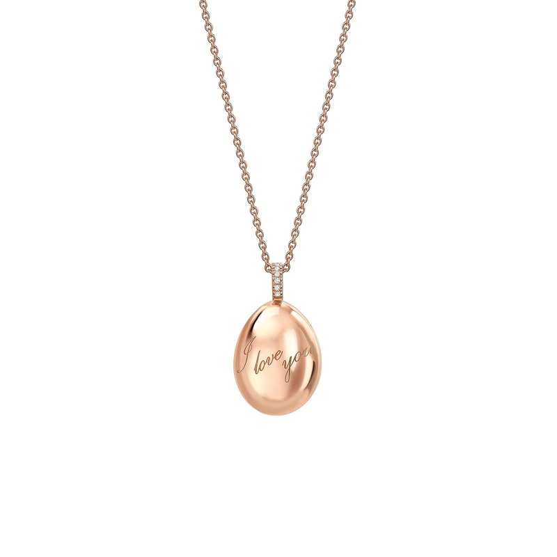 Faberg Essence 18ct Rose Gold I Love You Egg Pendant