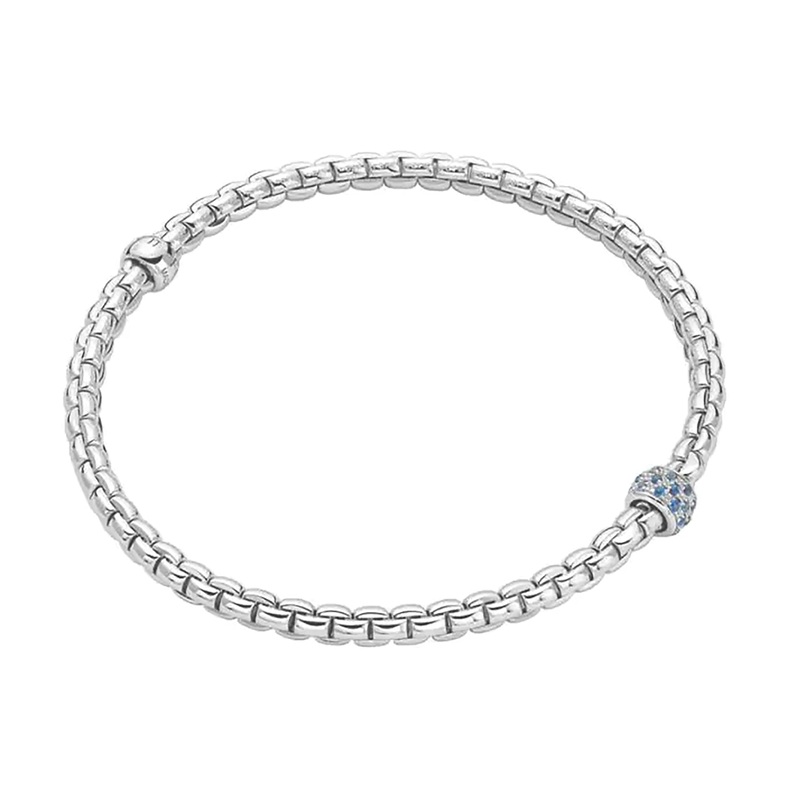 FOPE Eka 18ct White Gold 0.24ct Sapphire Set Bracelet Medium