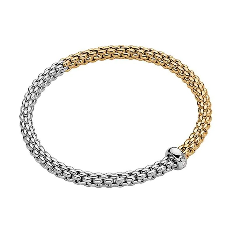 FOPE Flex’it Solo 18ct Yellow and White Gold 0.01ct Diamond Set Bracelet Medium
