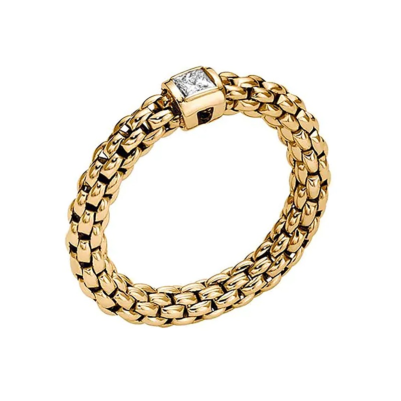 FOPE Flex’it Souls 18ct Yellow Gold 0.09ct Diamond Set Ring Medium