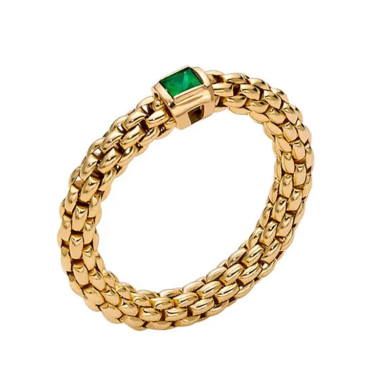 FOPE Flex’it Souls 18ct Yellow Gold Emerald Ring Medium