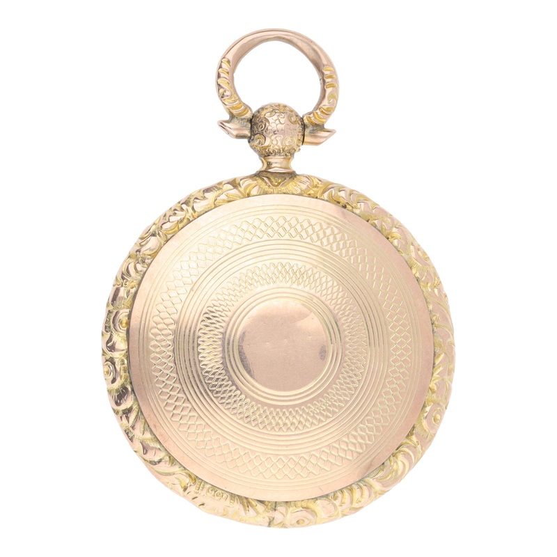 Pre-Owned Round Engine Turned Yellow Locket