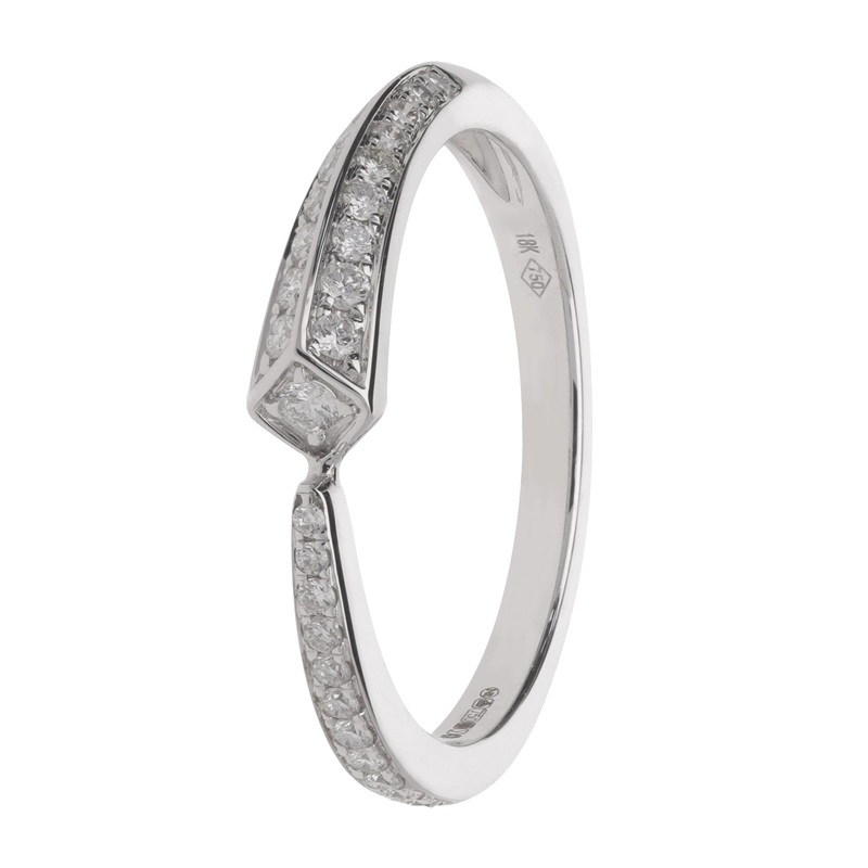 Diamond 0.21ct 18ct White Gold Tapered Kite Profile Ring