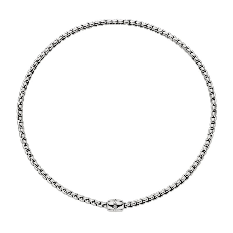 FOPE Flex’it Eka 18ct White Gold 0.01ct Diamond Set Ornamental Clasp Necklace 37cm