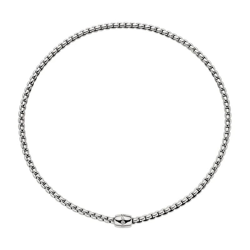FOPE Flex’it Eka 18ct White Gold 0.01ct Diamond Set Ornamental Clasp Necklace 40cm
