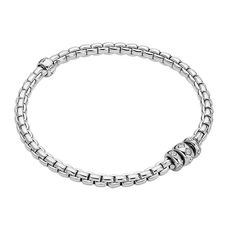 FOPE Flex’it Eka 18ct White Gold 0.18ct Diamond Set Bracelet Medium