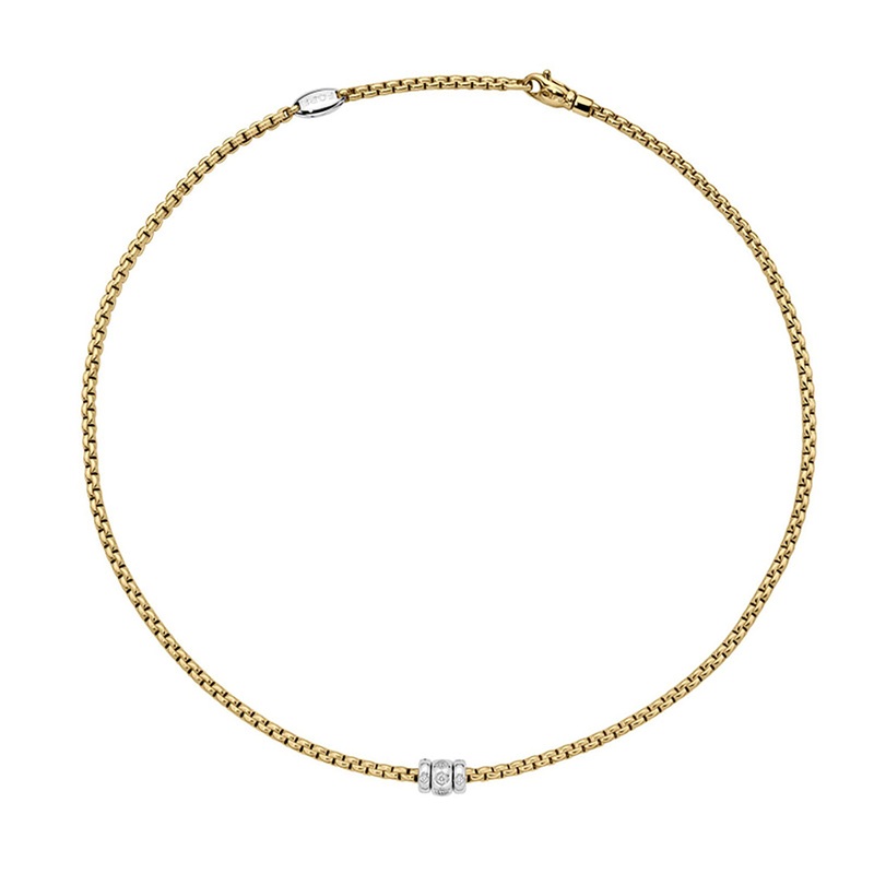 FOPE Flex’it Eka 18ct Yellow and White Gold 0.18ct Diamond Set Necklace 43cm