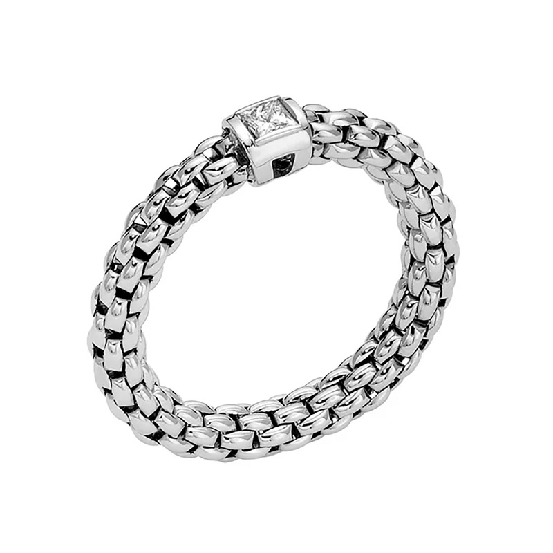 FOPE Flex’it Souls 18ct White Gold 0.09ct Diamond Set Ring Medium