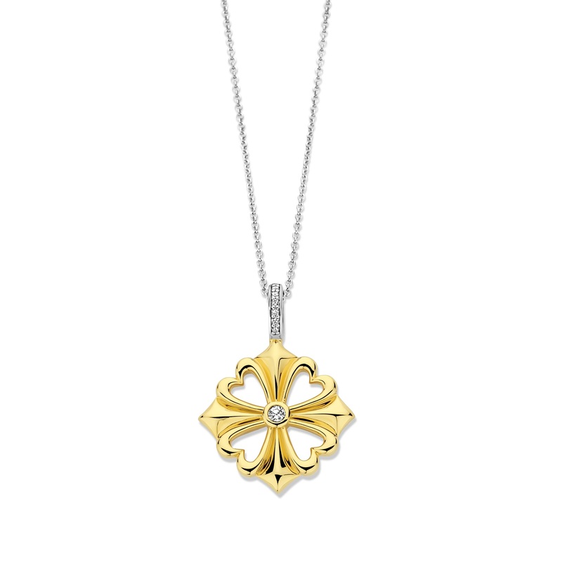 Ti Sento Yellow Gold Plated Cubic Zirconia Clover Pendant 6839ZY