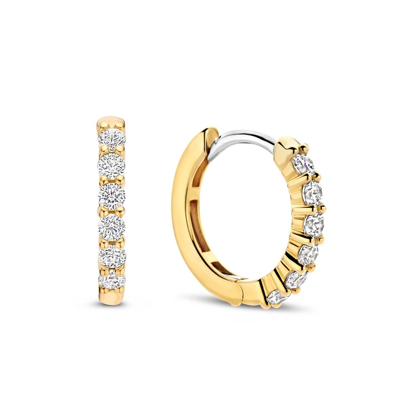 Ti Sento Yellow Gold Plated Cubic Zirconia Small 14mm Huggy Hoop Earrings 7957ZY