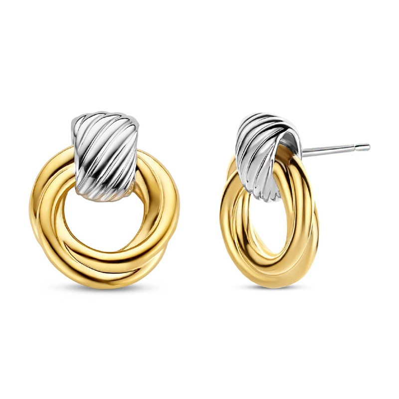 Ti Sento Yellow Gold Plated Entwined Circle Drop Earrings 7858SY