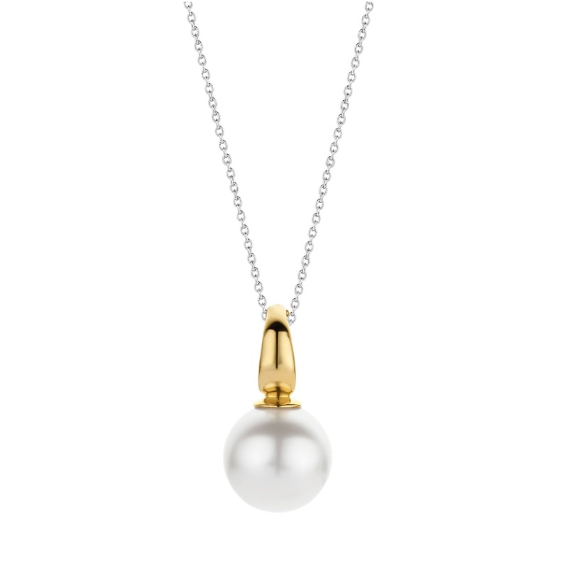 Ti Sento Yellow Gold Plated Pearl White Pendant 6805PW