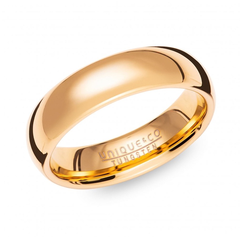 Unique Polished Yellow IP Plated 6mm Tungsten Carbide Ring (62)