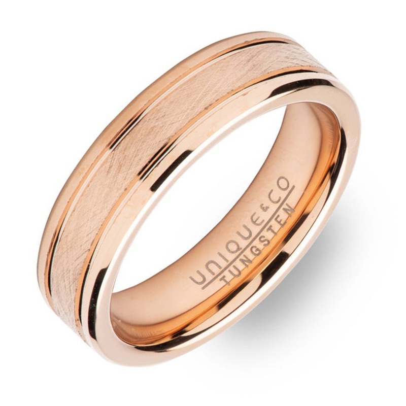Unique Tungsten Carbide Rose Gold IP Plated Ring (68)