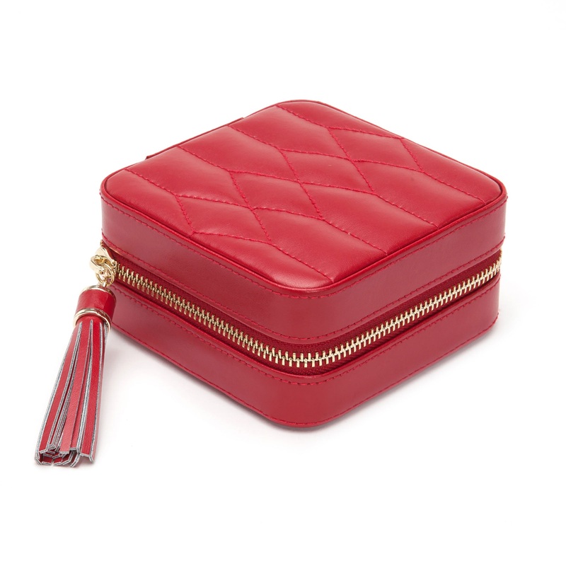 WOLF Caroline Red Zip Travel Jewellery Case