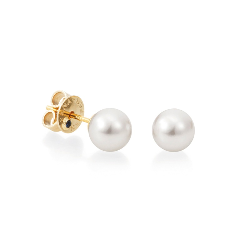 Yana Nesper 6.5-7mm Akoya Pearl 18ct Yellow Gold Stud Earrings