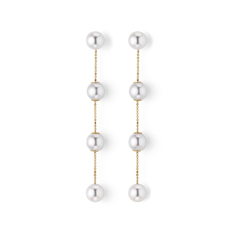 Yana Nesper Akoya Pearl 18ct Yellow Gold Chain Drop Earrings