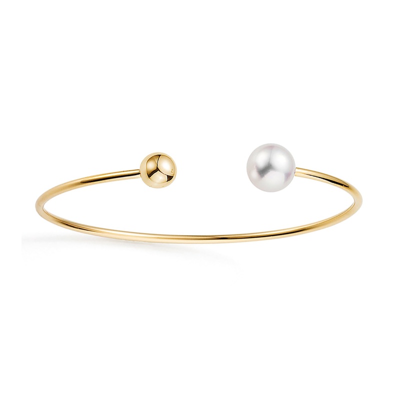 Yana Nesper Freshwater Pearl 18ct Yellow Gold Open Bangle