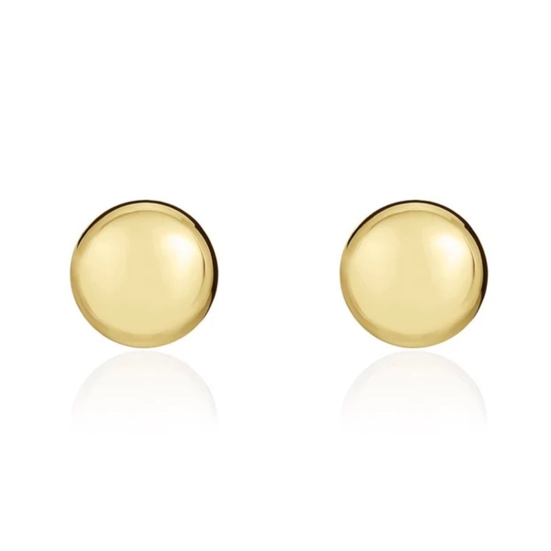 Button 18ct Yellow Gold Stud Earrings