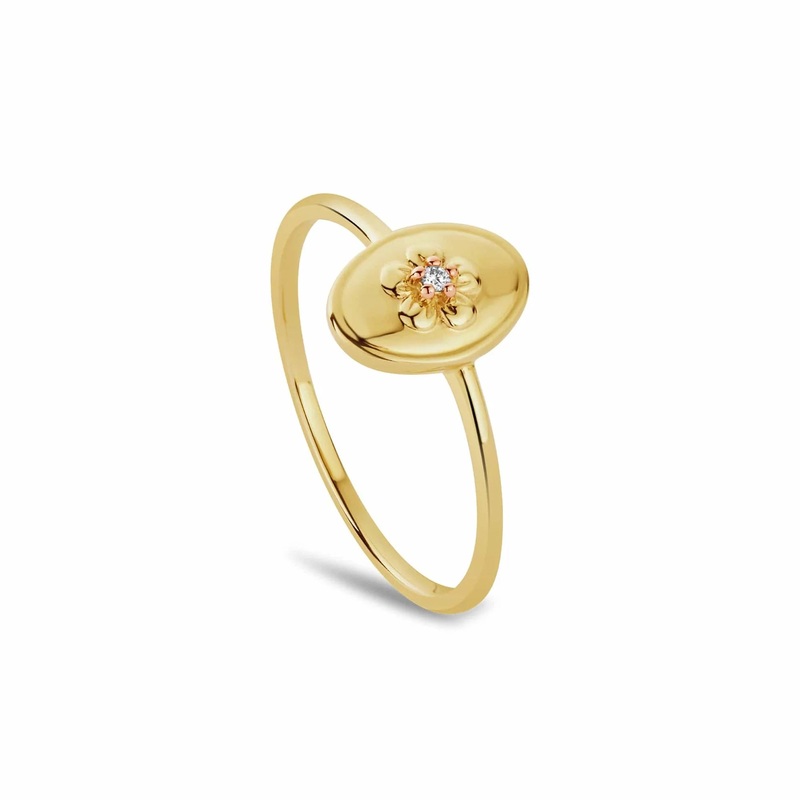 Clogau Nature’s Wonder 9ct Solid Gold Forget-Me-Not Ring with Diamond GFMN0764 (M)