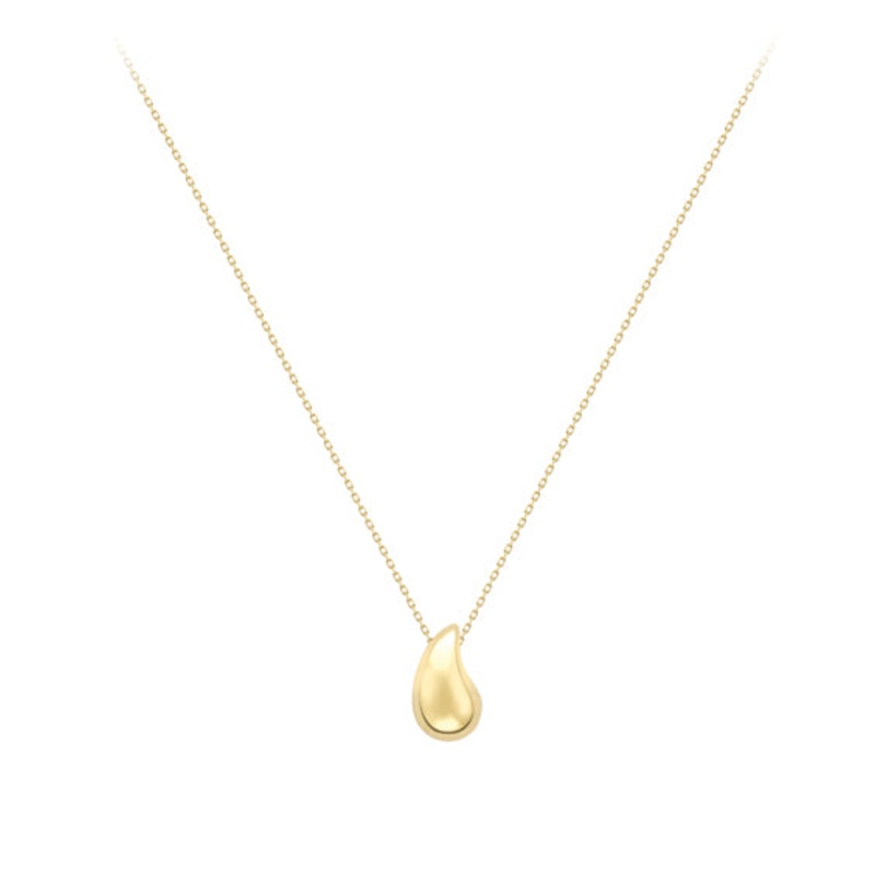 Domed Teardrop 9ct Yellow Gold Necklace