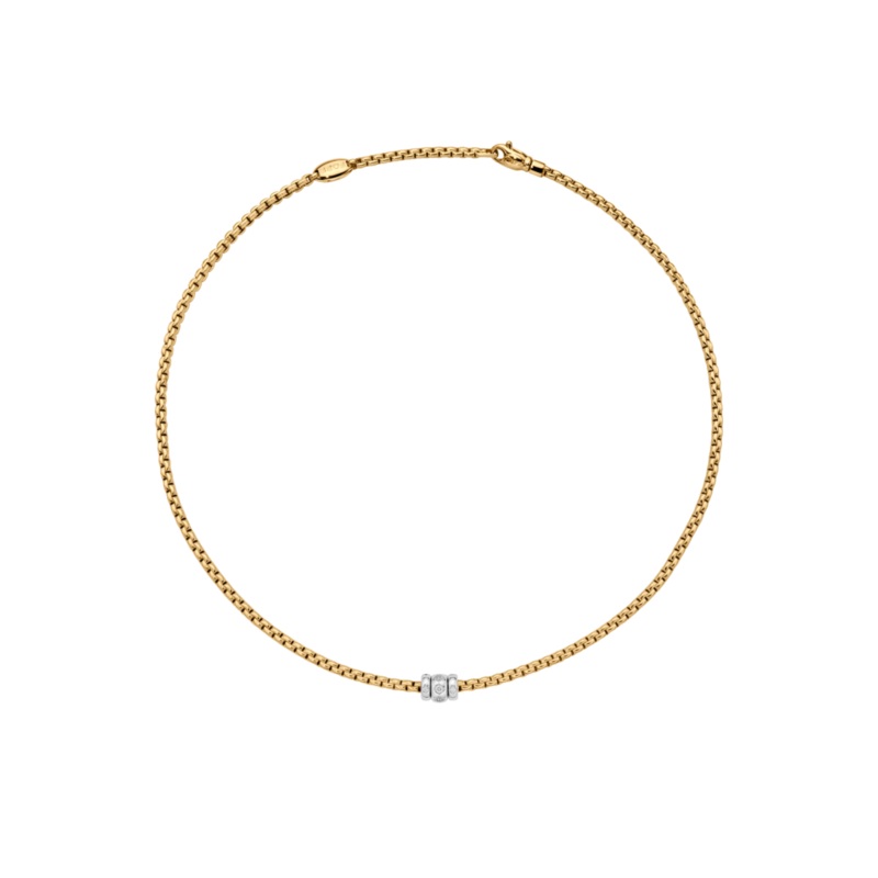 Fope Eka 18ct Yellow Gold 0.18ct Diamond Set Necklace 45cm