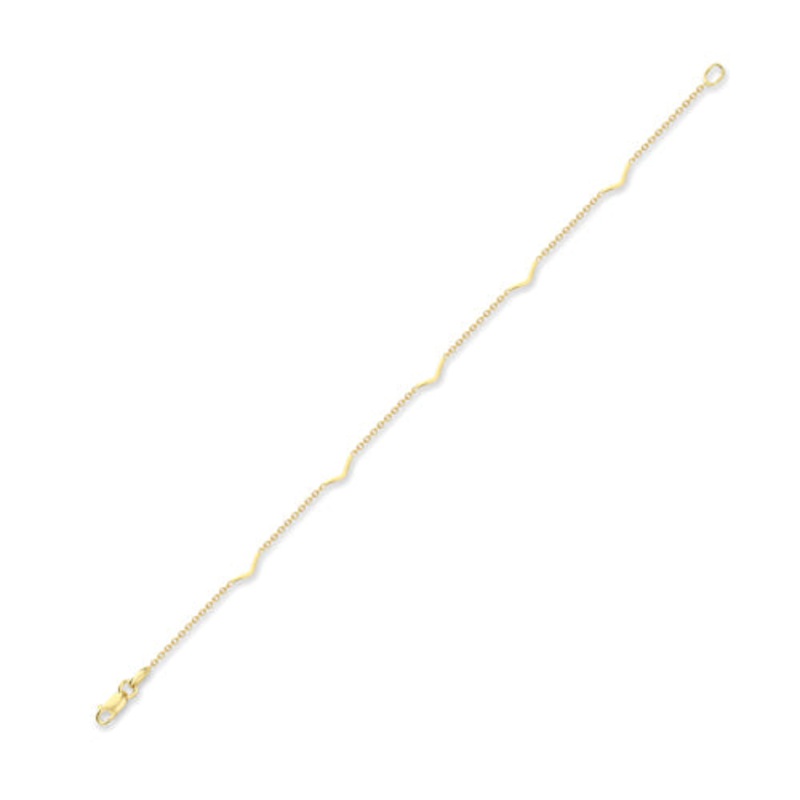 Wavy Chain Link 9ct Yellow Gold Bracelet
