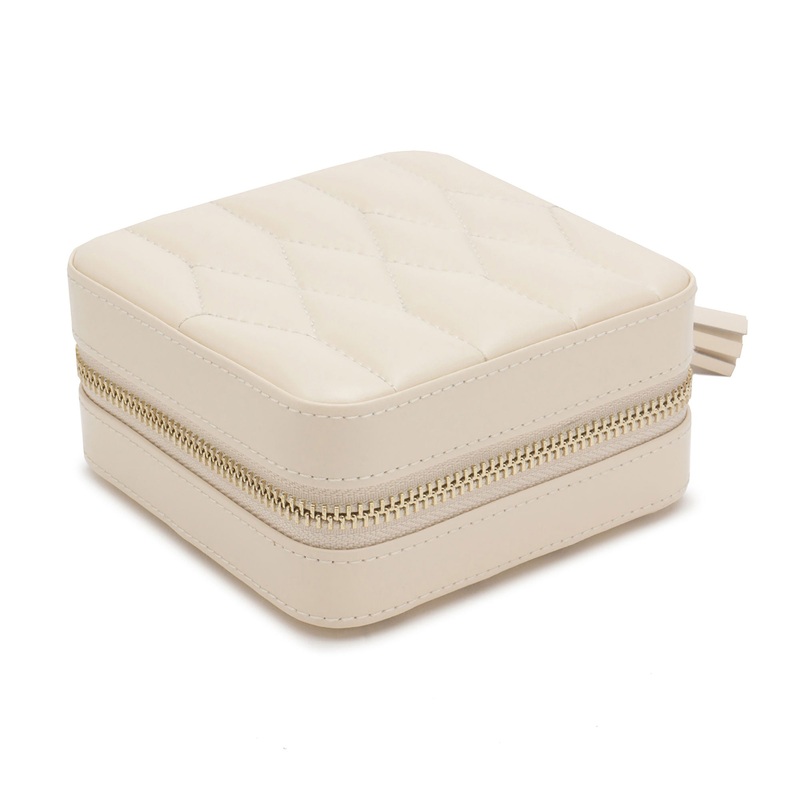 WOLF Caroline Ivory Zip Travel Jewellery Case