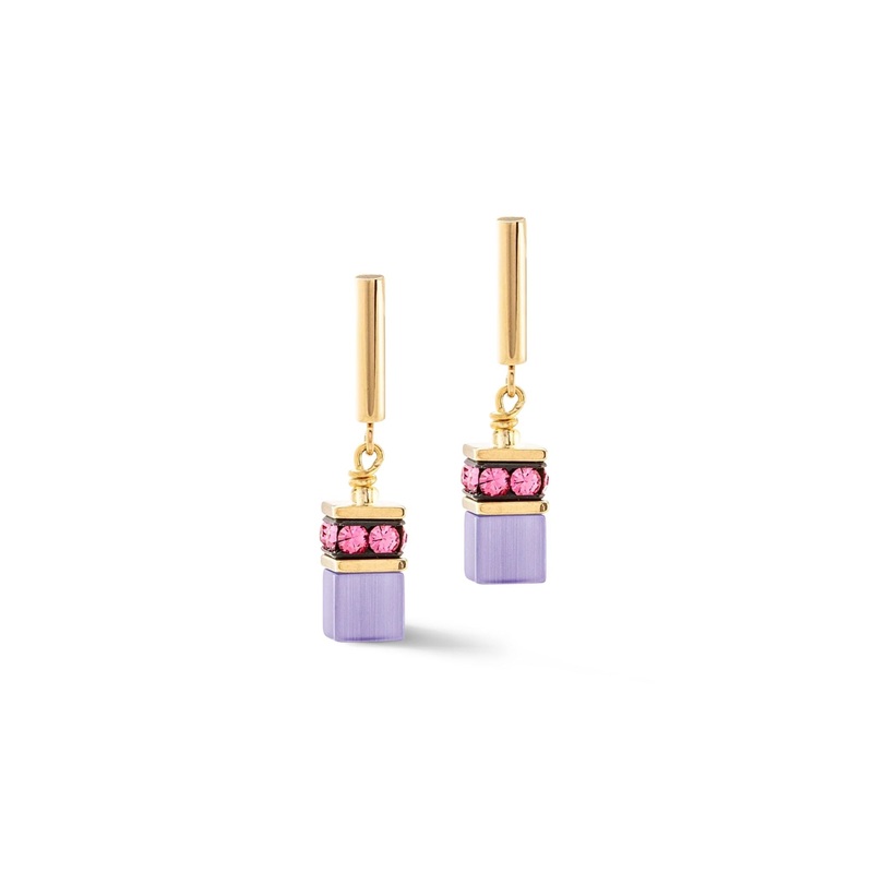 Coeur de Lion GeoCUBE Iconic Layer Earrings Gold-Rainbow