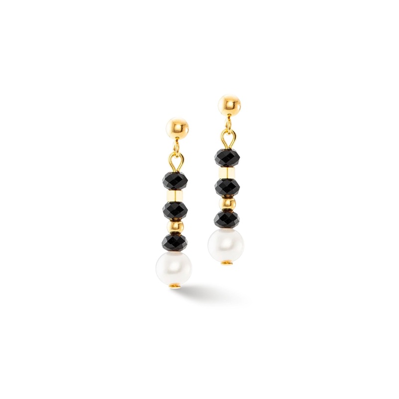 Coeur de Lion Mystic Pearl Drop Earrings Gold-Black