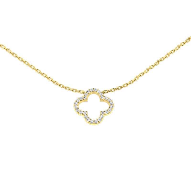 Diamond 0.11ct 18ct Yellow Gold Clover Necklace