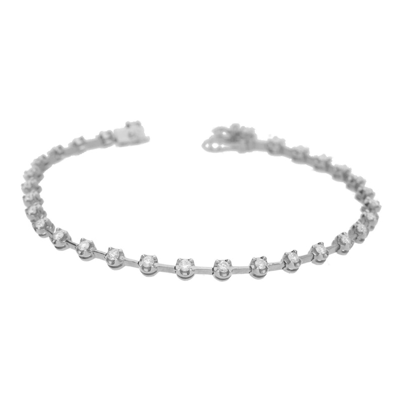 Diamond 1ct 18ct White Gold Line Bracelet