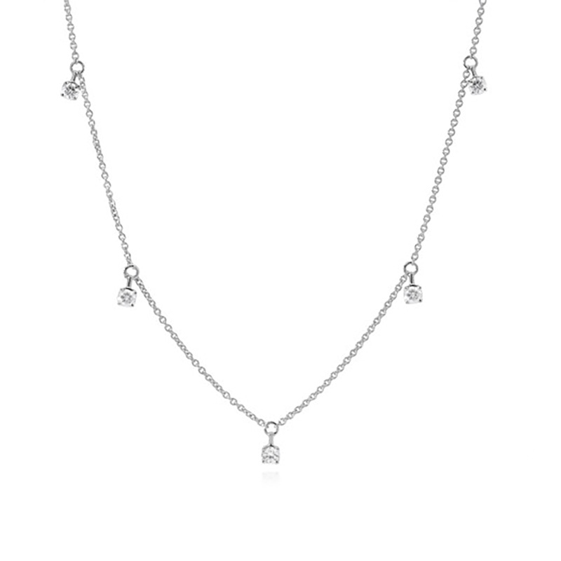 Diamond 9ct White Gold Drop Necklace