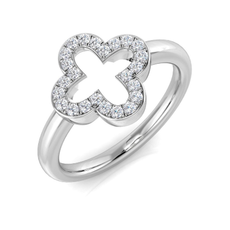 Diamond 9ct White Gold Open Clover Ring