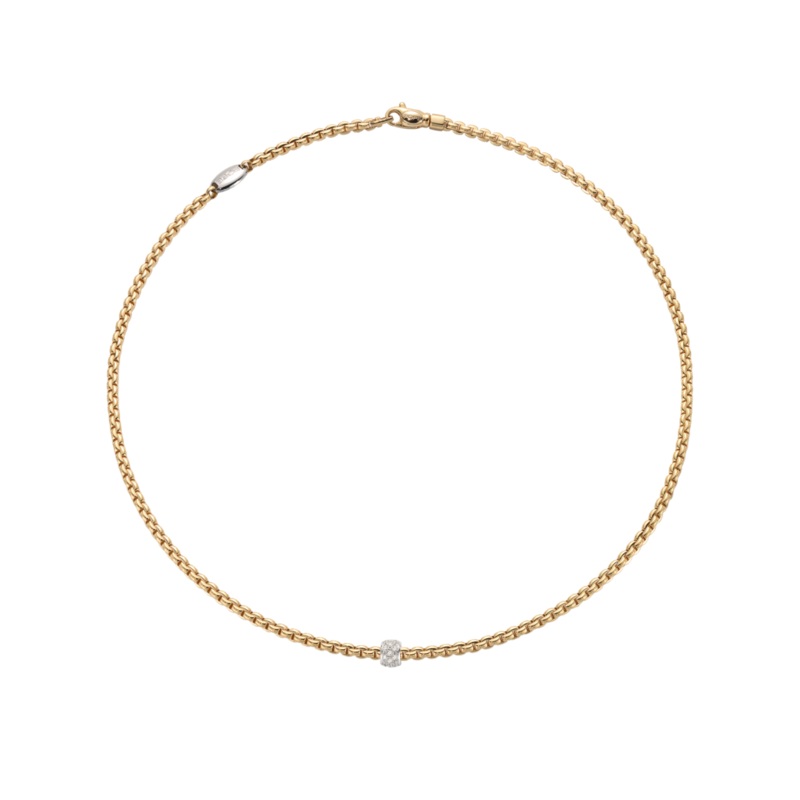 Fope Eka 18ct Yellow Gold 0.19ct Diamond Set Necklace 43cm