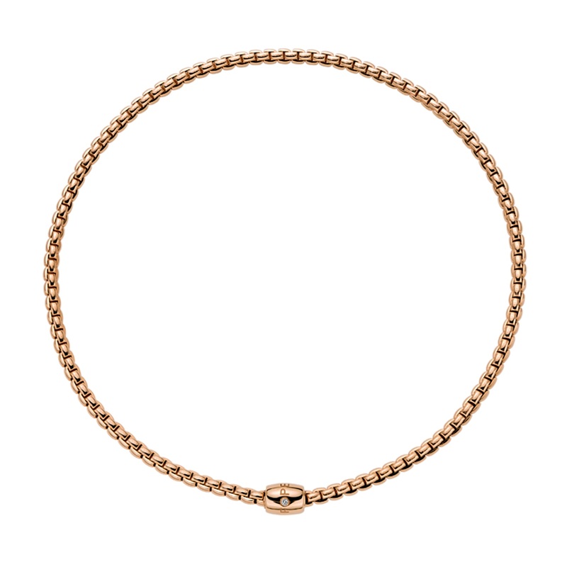 FOPE Flex’it Eka 18ct Rose Gold 0.01ct Diamond Set Ornamental Clasp Necklace 43cm