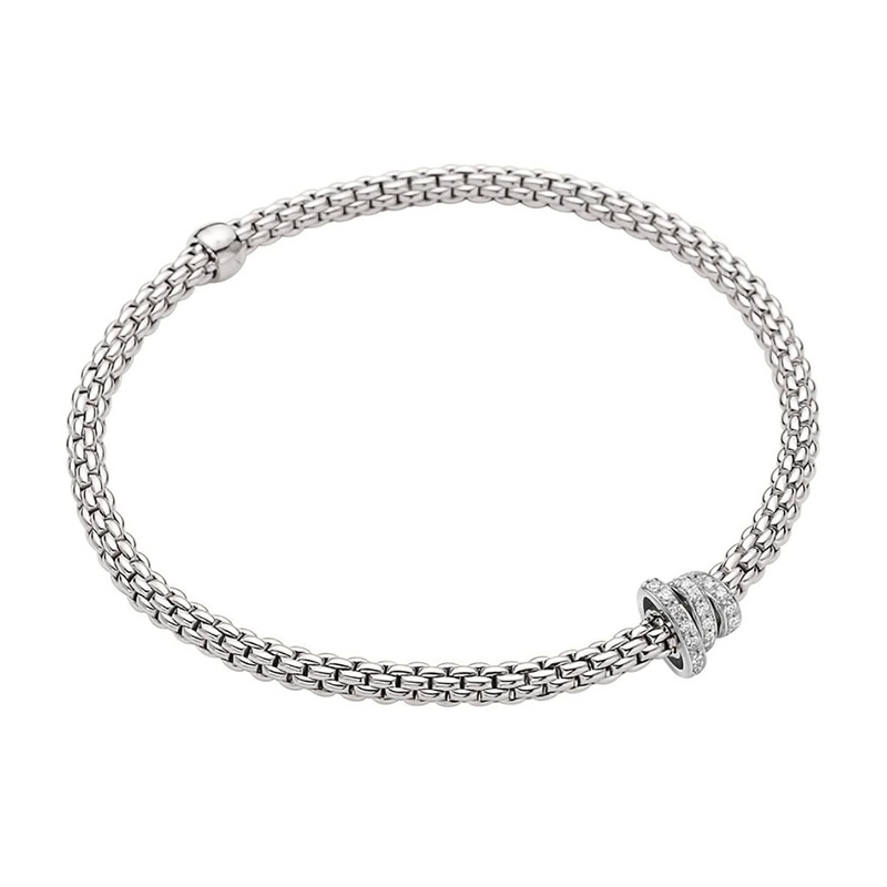 FOPE Flex’it Prima 18ct White Gold 0.31ct Diamond Set Bracelet Medium