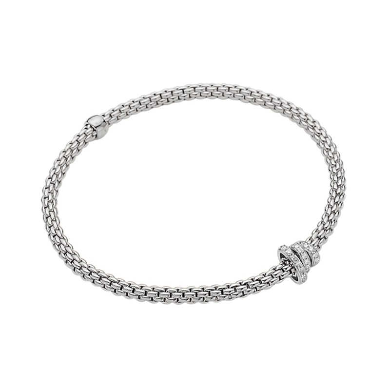 FOPE Flex’it Prima 18ct White Gold 0.31ct Diamond Set Bracelet Small
