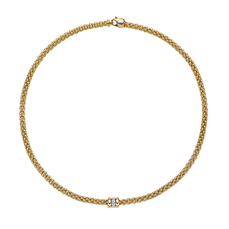 FOPE Flex’it Solo 18ct Yellow and White Gold 0.10ct Diamond Set Necklace 43cm