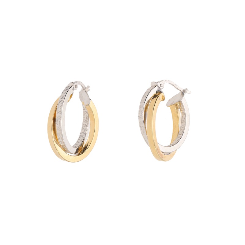 Intertwined 18ct Yellow and White Gold Hoop Earrings