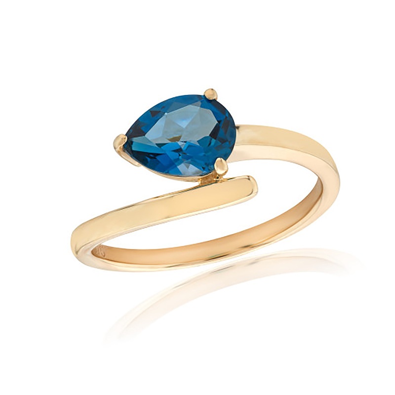 London Blue Topaz 9ct Yellow Gold Crossover Ring
