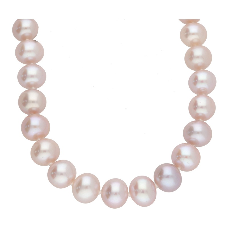 Pink 10mm Freshwater Pearl 14ct White Gold Necklace