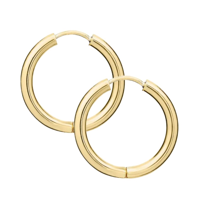 Plain 9ct Yellow Gold Hoop Earrings