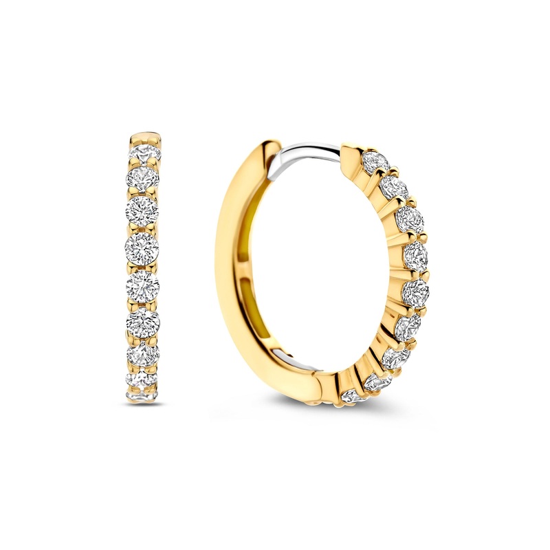 Ti Sento Yellow Gold Plated Cubic Zirconia Medium 18mm Huggy Hoop Earrings 7958ZY