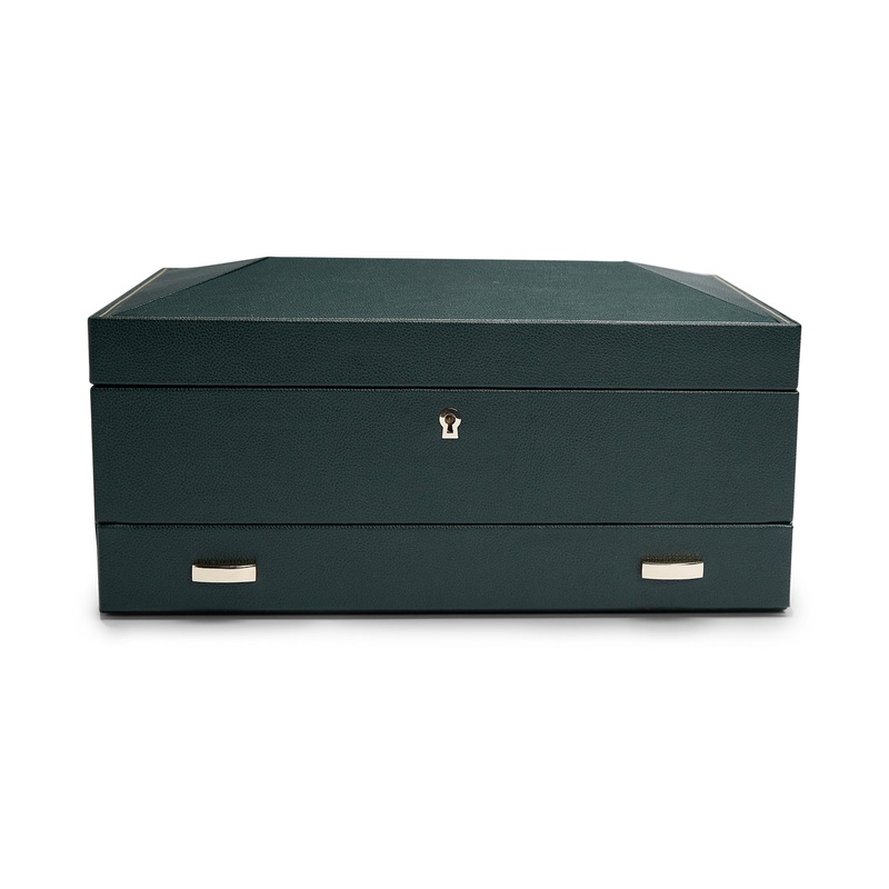 WOLF British Racing Green 10 Piece Watch Box with Storage