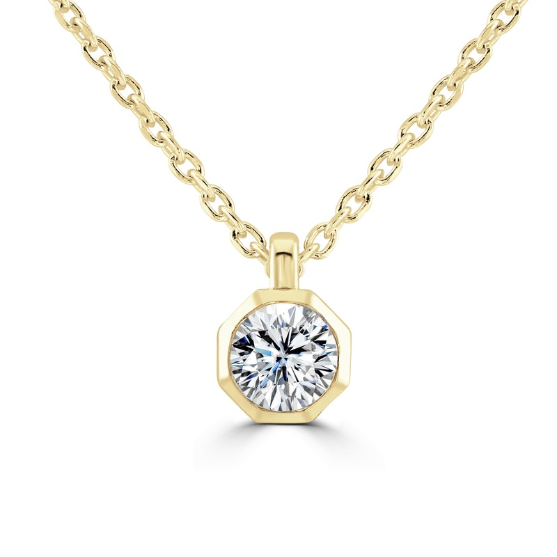 Brown & Newirth Created 0.25ct Laboratory Created Diamond 9ct Yellow Gold Octagonal Solitaire Pendant